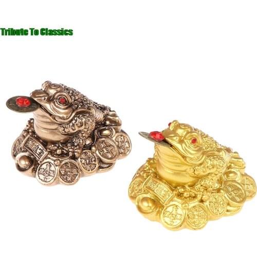 1pcs Chinese Fortune Frog Feng Shui Lucky Three Legged Money Toad Home Office Shop Business Decoration Craft Gift Gold/ Bronze