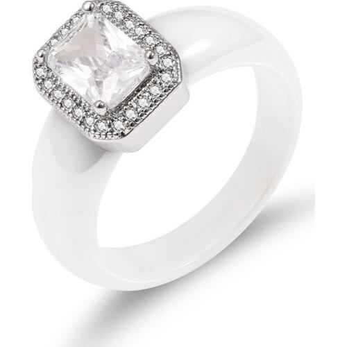 New Fashion 6MM Ceramic Ring Big Crystal Zircon Noble Exquisite Unusual Jewelry For Women Wedding New Year Gift 2020 Trend