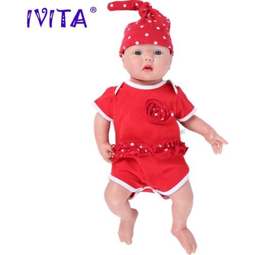 IVITA WG2014 46cm (18inch) 3.93KG Original Full Body Silicone Reborn Baby Doll 3 Colors Eyes Choices Toys for Children Xmas Gift