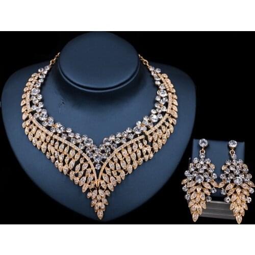 LAN PALACE wholesale price trendy bridal jewelry african beads necklace and earrings crystal jewelry sets free shipping