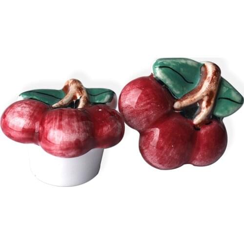 Cute cartoon childrens room small handle Red cherry ceramic drawer shoe cabinet tv cabinet cupboard wine cabinet dtesser knob