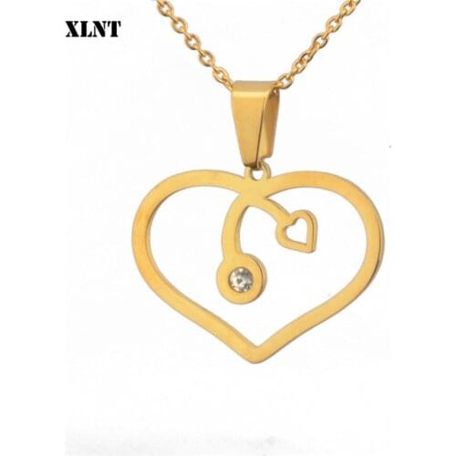 XLNT Trendy Women Jewelry Cute Heart Necklace Gold Choker Necklace Pendant On Neck Accessories