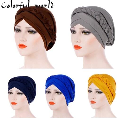 Muslim New Style Braid Toque Qmilch India hat Women Elastic Turban Islamic Chemo Cap Ladies Stretch Head Wrap Head Scarf