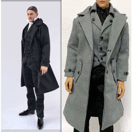 Grey/Black Color CC307/CC217 1/6 Scale Male Figure Accessory Windbreaker Vest Shirt Pants Set Clothing Suit Set Grey Color Model