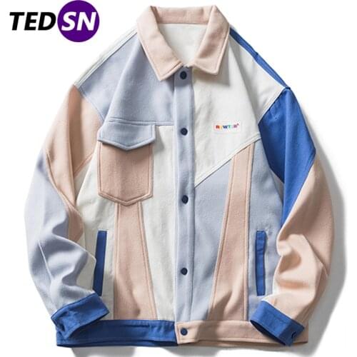 TEDSN Men Jacket Coat Harajuku Male Varsity Streetwear Vintage Women Casual Korean Fashion Winter Female 2021 Autumn Clothes