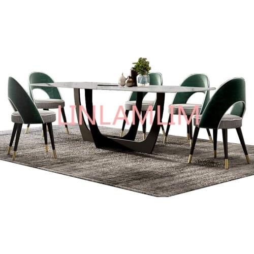 Solid wooden Dining Room Set Home Furniture minimalist modern marble dining table and 6 chairs mesa de jantar muebles comedor