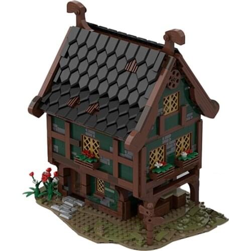 MOC The Medieval Merchant Store And Farm Building Blocks Set Tree House Watermill Hut Bricks DIY Toys For Children Birthday Gift