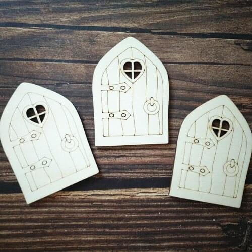 10pcs 100x70x3mm Unpainted Laser Cut Fairy Elf Arch Shaped Door Shaped Blank Wooden Craft DIY Favors