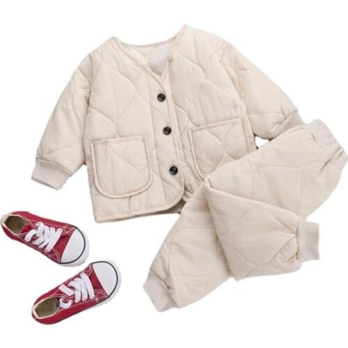 New Winter Baby Girls Clothes Coat Children Boys Jacket Thickened Cotton Pants 2Pcs/sets Toddler Fashion Costume Kids Tracksuits