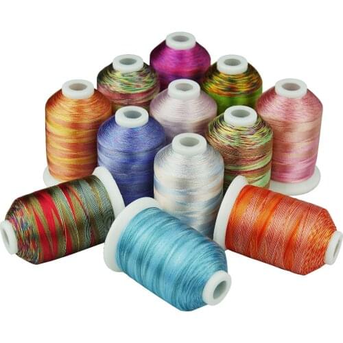 New Arrival SIMTHREAD 120D/2 Variegated Multi-Colors Polyester Embroidery Home Machine Thread