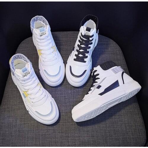 New Arrival Womens Spring Platform High Top Sneakers White Black Vulcanize Shoes Non Slip Comfort Casual Sneakers Kawaii Shoes