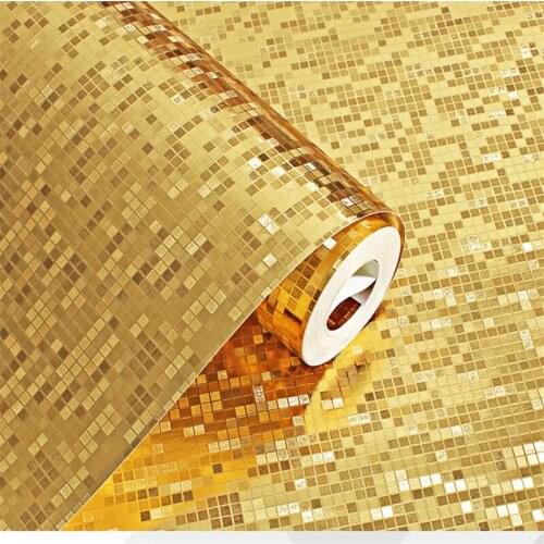 Beibehang wallpaper High-end 3D stereo gold silver waterproof plaid mosaic wallpaper toilet kitchen column KTV counter wallpaper