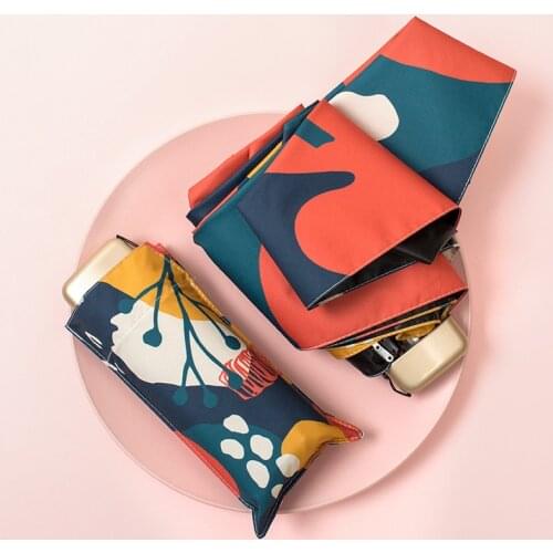 Flat Mini Umbrella Rain Women UV Protection Parasol Girls Sun Umbrellas Windproof 6K Travel Portable Umbrella Colorful UPF50