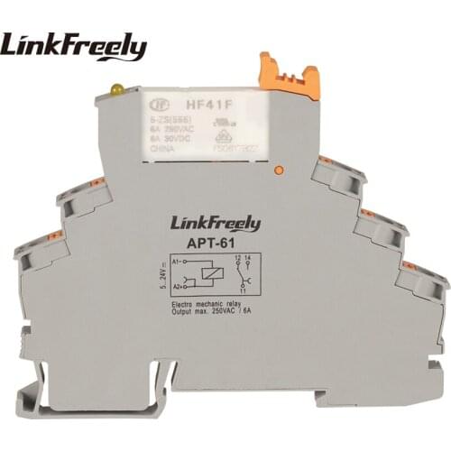 APT-61 HF41F5-ZS Plug-in Relay Module & Board Common Positive Pole Input 5VDC Output6A/250VAC 30VDC Contact Voltage Relay Switch