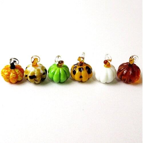 6Pcs Hanging Mini Glass Pumpkin Craft Ornaments Cute Exquisite Gifts Festival Party Home Garden Decor Pendant Charms Accessories