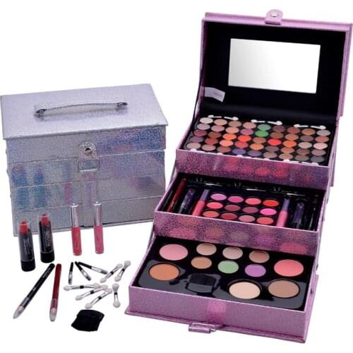 Professional Makeup Set 3 Lyers Suitcase Makeup Kit Eye Glitter Lipstick Brushes Eyeliner Cosmetic for Makeup Eyeshadow Palette