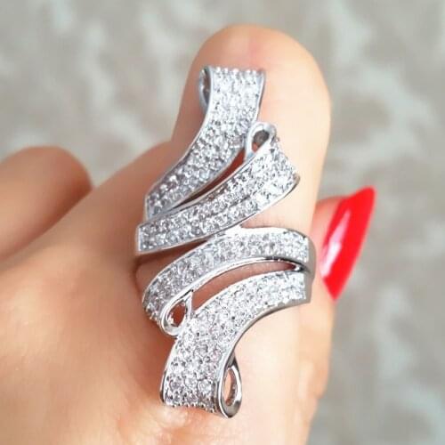 Luxury Gorgeous Women Jewelry White Zircon Bridal Rings for Wedding Engagement Set Gifts