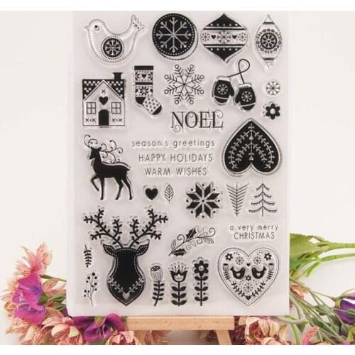 Merry Christmas CLEAR STAMPS Sheet Silicone Stamps Suitable for Card Making Scrapbooking/ Photo Albums Diary Paper Crafts