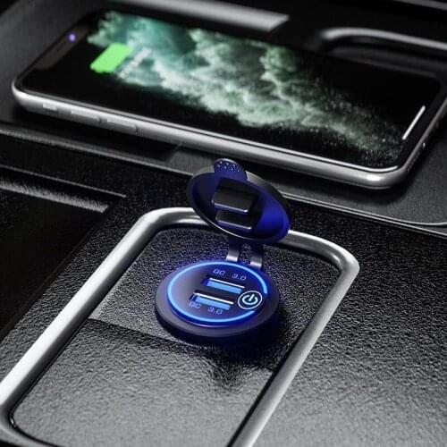 Universal Cigarette Lighter Car Charger Dual USB Car Charger with Touch Switch Quick Charge Car Phone Charger USB