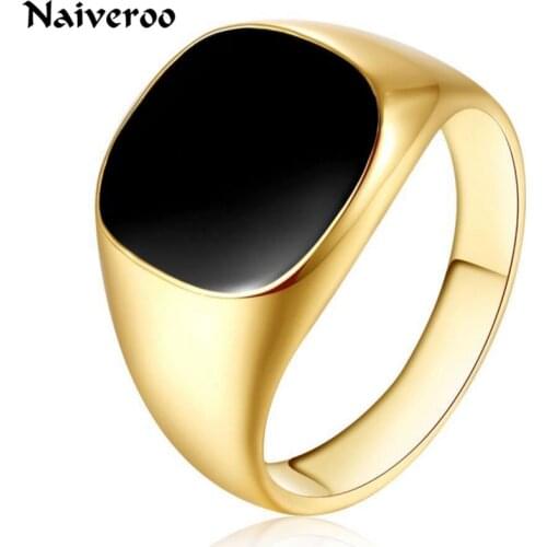 Vintage Ring Gold Silver Plated Enamel Rings Punk Classic Black Drip Imitation Black Stones Male Enamel Ring Men Jewelry Gifts