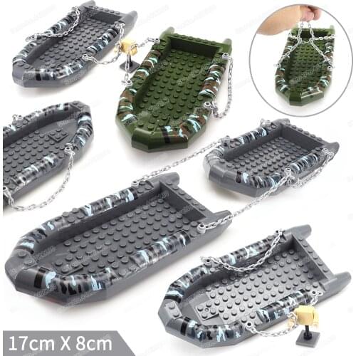 Military Vehicle Special Camouflage Boat Building Block Figures Soldier Speedboat WW2 Warship Model Child Christmas Gift Boy Toy