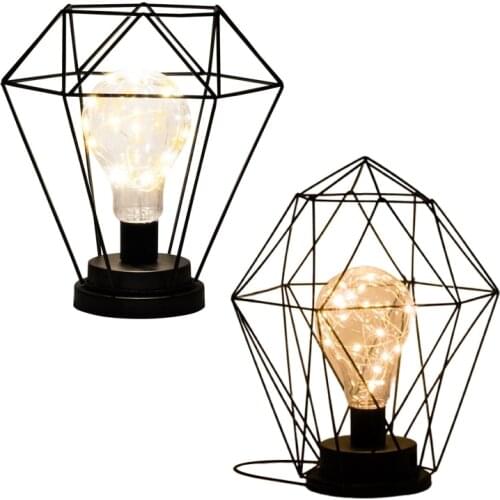 Tall Cage Table Lamp Battery Powered Cordless Wireless Desk Lamp for Office Home D0AD