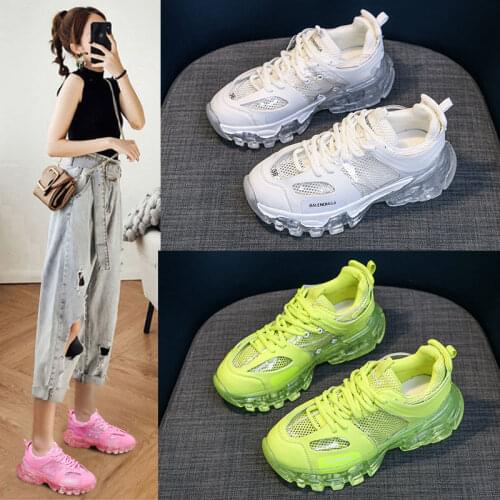 2021 Summer Fashion Women Chunky Sneaker Crystal Bottom White Casual Sport Shoes Platform Green Comfort Premium Quality