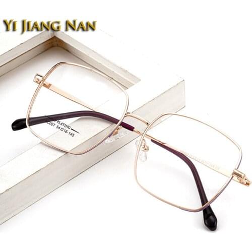 Women Square Optical Eyewear Oversize Trend IP Plated Alloy Light 12 g Prescription Glasses Frame for Men Eyeglasses Spectacle