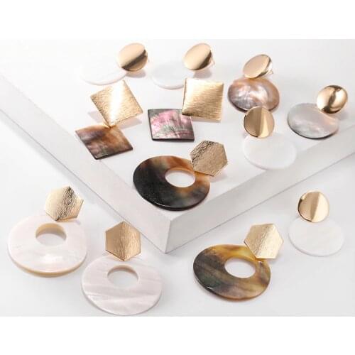 Round Shell clip on Earrings geometric earrings for women Punk Glamour ear clips Jewelry 2019 womens earring