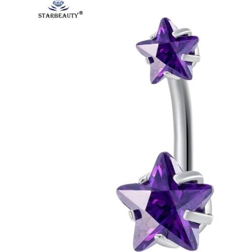1pc Purple Star Belly Piercing Ombligo Belly Button Rings Navel Piercing Nombril White Belly Ring Helix Earrings Body Jewelry