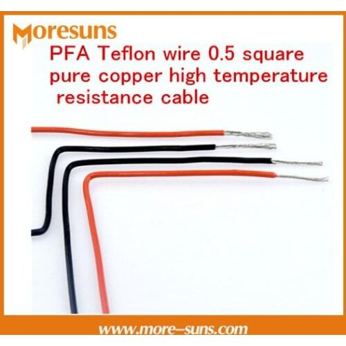 Fast Free Ship 10M/lot for PFA wire 0.5 square pure copper high temperature resistance cable 3 colors inter cable