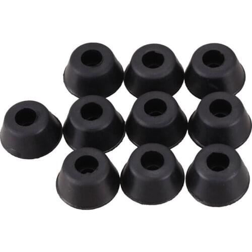 10 Pcs 21mm x 10mm Conical Recessed Rubber Feet Bumpers Pads Black