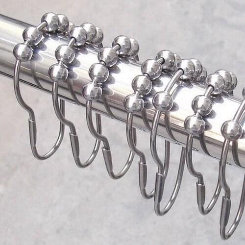 Happy Tree Brass Gourd Ball Beaded Shower Curtain Hooks Lucky Ball Bathroom Curtain Hook Bathroom Set 12pcs Bathroom Metal Rings