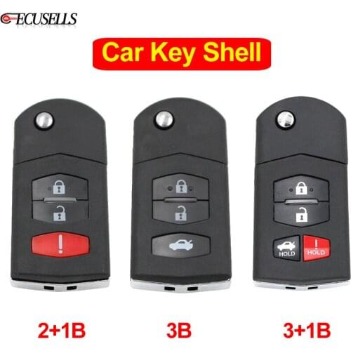 2+1/3/3+1/4 Button Folding Flip Remote Key Shell Case Smart Car Key Housing Fob Uncut Blade for Mazda 3 5 6 RX-8 CX-7 CX-9