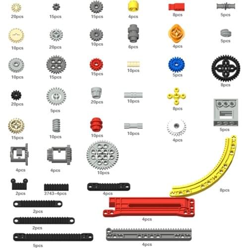 356Pcs DIY Educational Parts Differential Gearbox Gear For Standard Building Block Brands For Children Toys Gift - Random Color