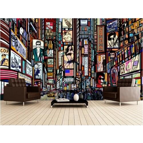 Custom 3D retro wallpaper, Times Square mural for the living room bedroom TV background wall waterproof papel de parede