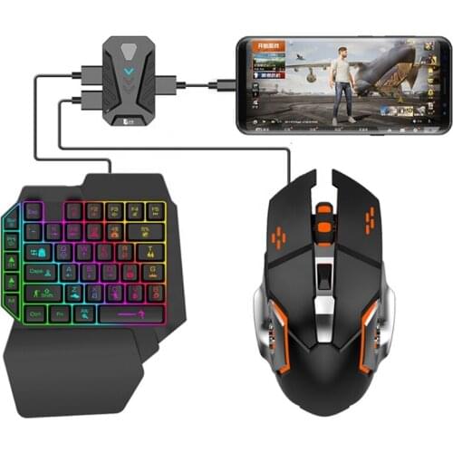 4 in 1 One Hand Gaming Keyboard and Mouse Backlight Wireless Bluetooths Game Converter for Android iOS FPS Mobile Phone