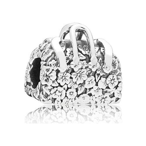 5PCS Bijoux Silver Plated Girl Flower Handbag Alloy Bead Fit Women Snake Charm Original Bracelet & Bangle DIY Jewelry Making