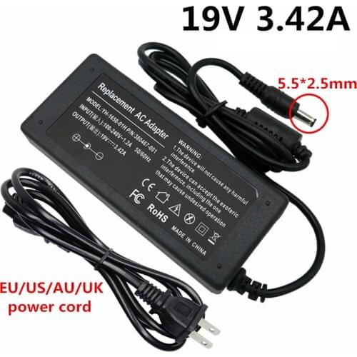 19V 3.42A Power Adapter Supply 5.5*2.5mm Laptop Charger Charging Device For Netbook Notepads EU US UK AU Plug