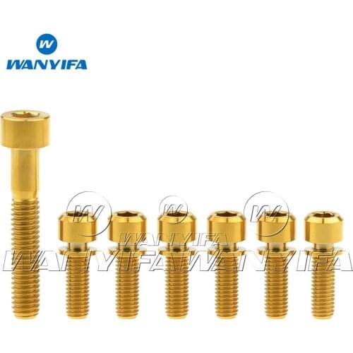 Wanyifa Titanium Bolt M6X35mm Square Head Bike Headset Caps Screws 1pcs & M5X16 18 20mm with Washers Bicycle Stems Bolts 6pcs
