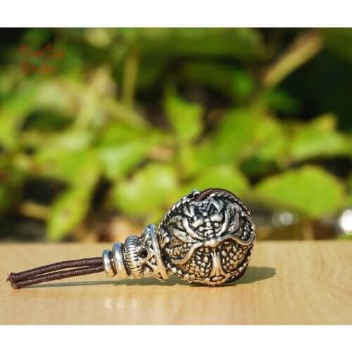 14mm 1pcs 3hole Sterling Silver Guru Beads Carved Dragon Mala Bead Japa Beads Bracelet Earrings Jewelry Findings DIY Accessories