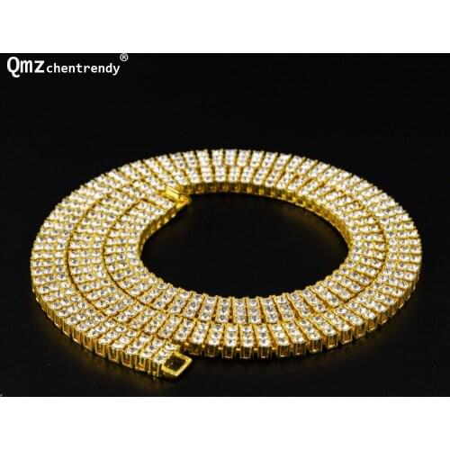 High Quality Hip Hop Iced Out 3 Three Rows Stone Bling Tennis Chain Necklaces Pharaoh CZ Necklace women men Fine Jewelry