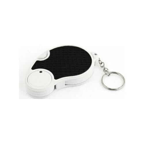 Black White Shell 5X LED Magnifier Glass Keychain