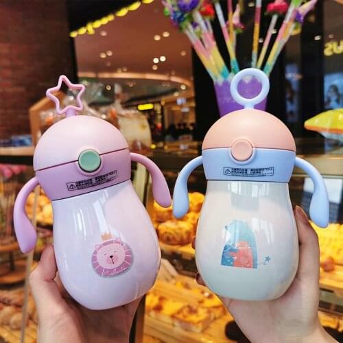 Male and Female Baby 316 Stainless Steel Insulated Cup Baby Graduated Handle Learning Drinking Straw Cup Children Leak-proof Cup