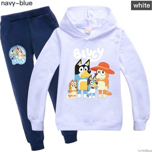 Kids bingo bluey Clothes Baby Girls Long Sleeve Hoodies Coat +Pants Girl Winter Outfits 2Pcs Childrens Christmas Outfits Sets