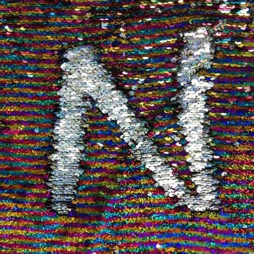 30x22cm Glitter Rainbow Color Sequin Double-face Reversible Sequin Fabric Satin Back Bling Bling Sequin Fabric Sew Decoration