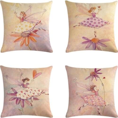 Violet Girl Flower Pillowcase Birthday Gift 45x45cm Princess Cushion Cover Home Decor Throw Pillow Cover