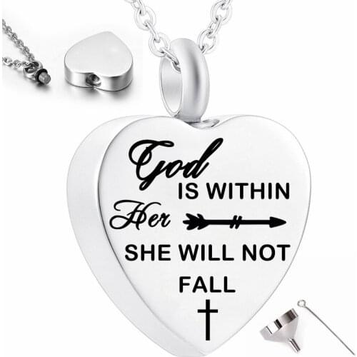 Christian Cremation Urn Necklace for Ashes Bible Verse Cross Pendant Prayer Charm Necklace Faith Religious Jewelry for Women