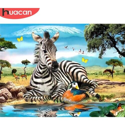 HUACAN Full Square Diamond Painting Zebra Craft Kit Needlework Art Diamond Embroidery Animal Mosaic Prhinestone Kit Home Decor
