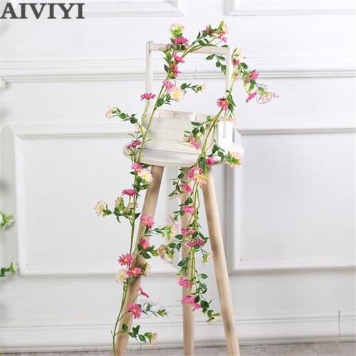Artificialsilk sun chrysanthemum vine wall hanging fake flower rattan air conditioning tube decorative cover indoor ceiling vine